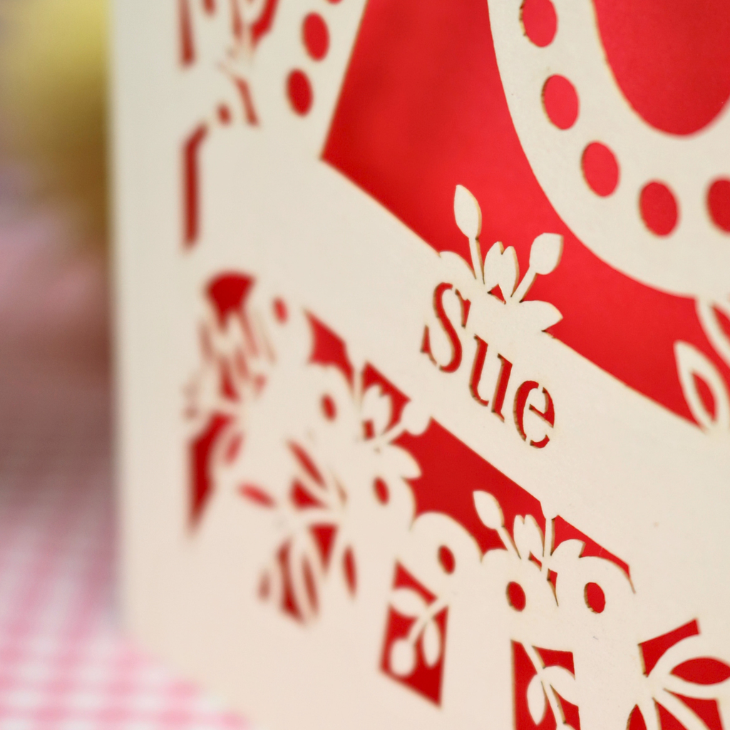 70th Birthday Card – Personalised Laser Cut Spotty Number Design