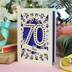 70th Birthday Card – Personalised Laser Cut Spotty Number Design