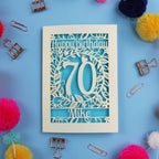 70th Birthday Card | Personalised Laser Cut Flower Design