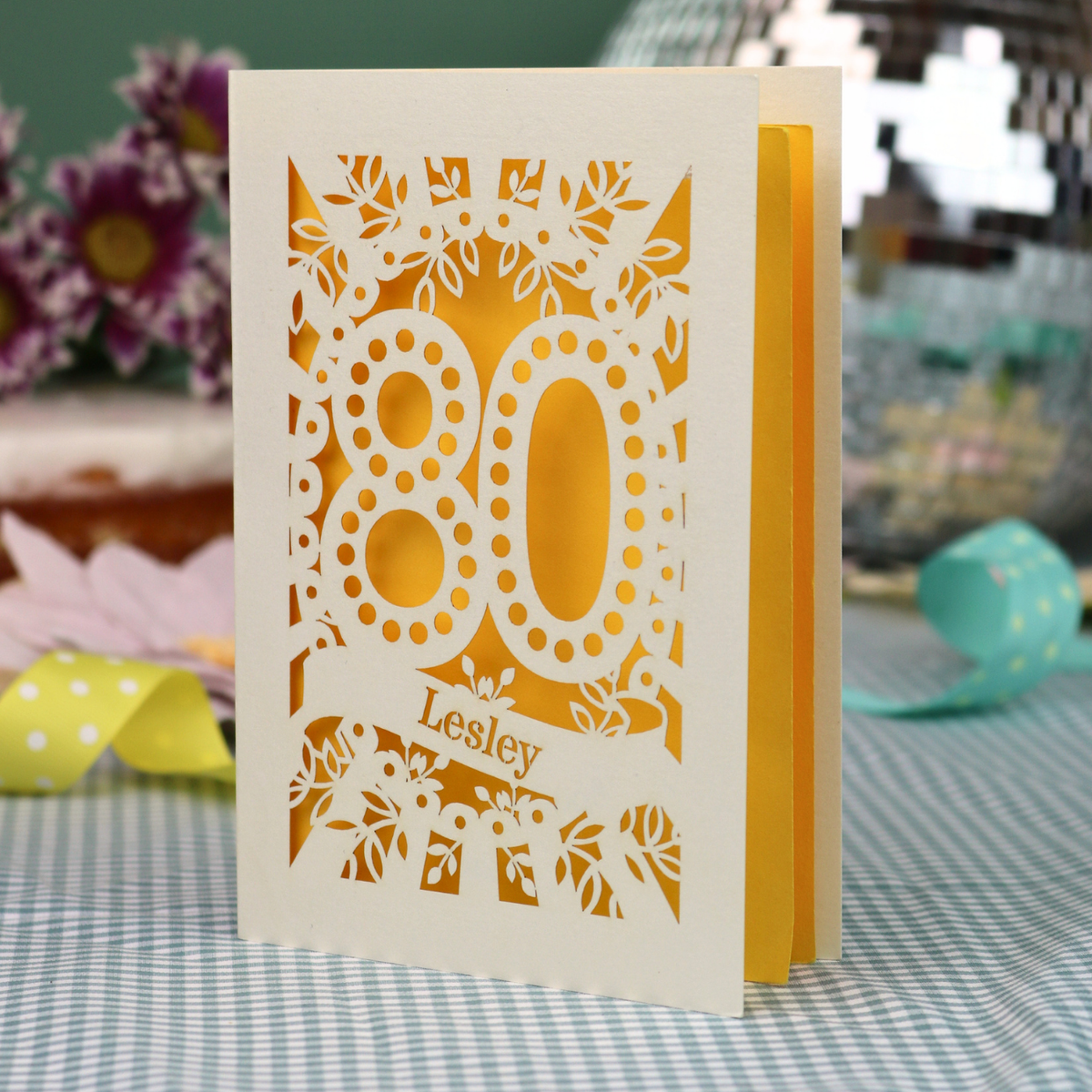 80th Birthday Card – Personalised Laser Cut Spotty Number Design