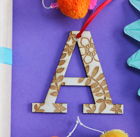 Assorted Letter A Wooden Engraved Hanging Decorations - 
