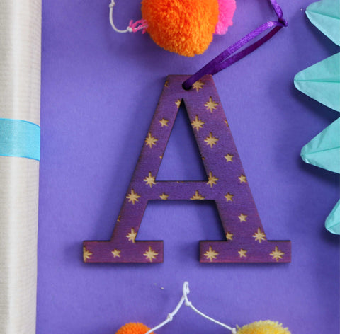 Assorted Letter A Wooden Engraved Hanging Decorations - 