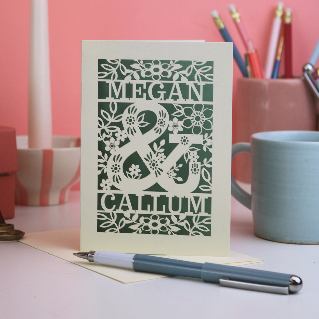 Personalised Wedding Card -  Papercut Ampersand Design