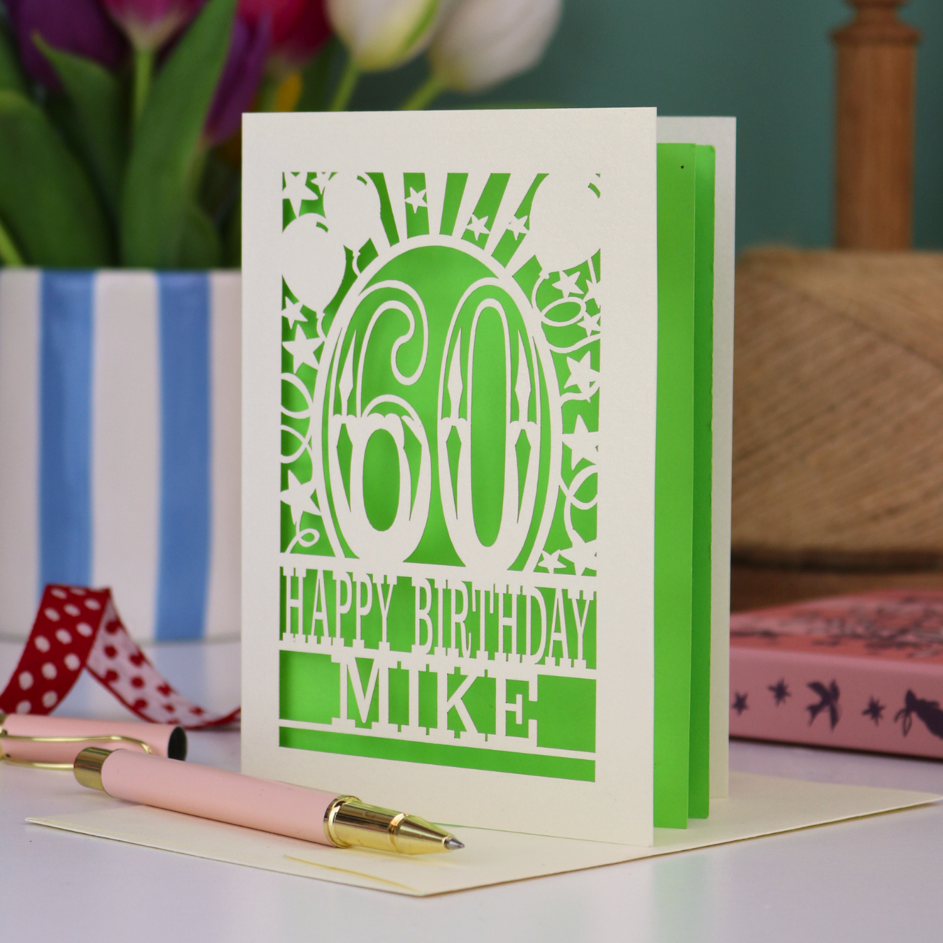 60th Birthday Card – Personalised Laser Cut Any Age Design