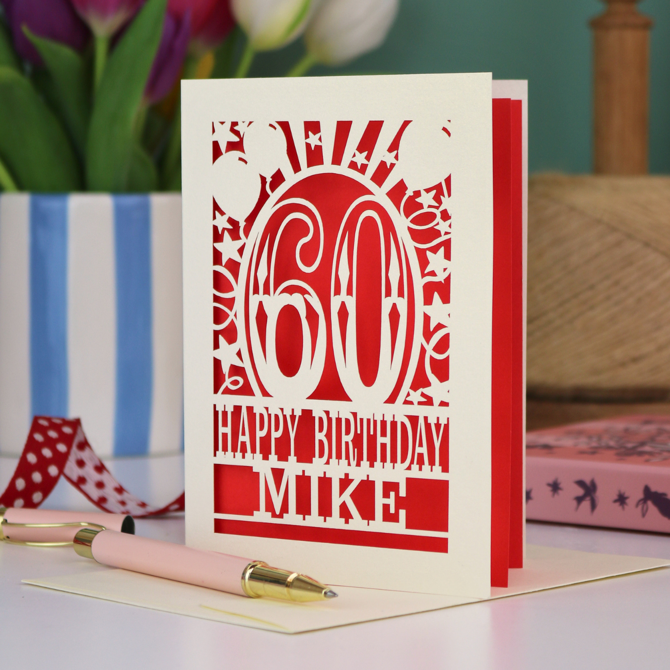 60th Birthday Card – Personalised Laser Cut Any Age Design