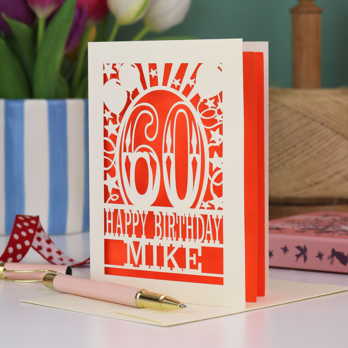 60th Birthday Card – Personalised Laser Cut Any Age Design