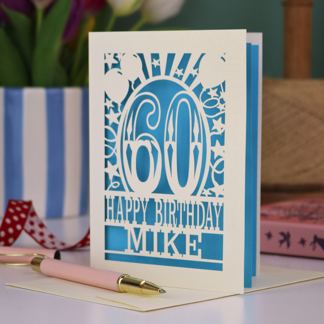 60th Birthday Card – Personalised Laser Cut Any Age Design