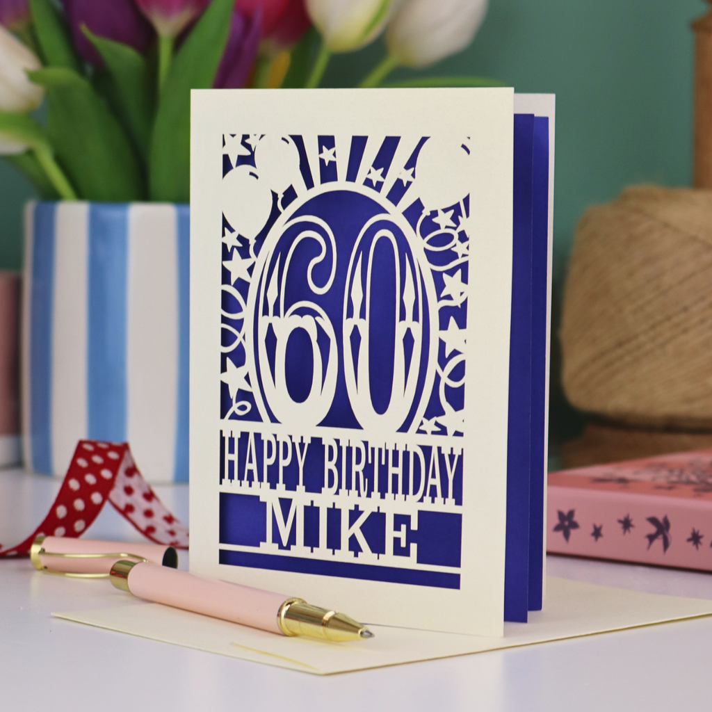 60th Birthday Card – Personalised Laser Cut Any Age Design
