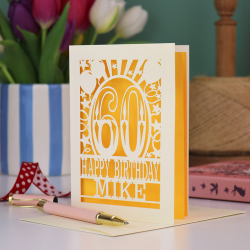 60th Birthday Card – Personalised Laser Cut Any Age Design