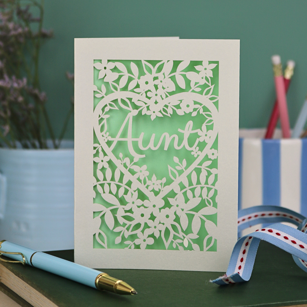 Papercut Aunt, Aunty or Auntie Card