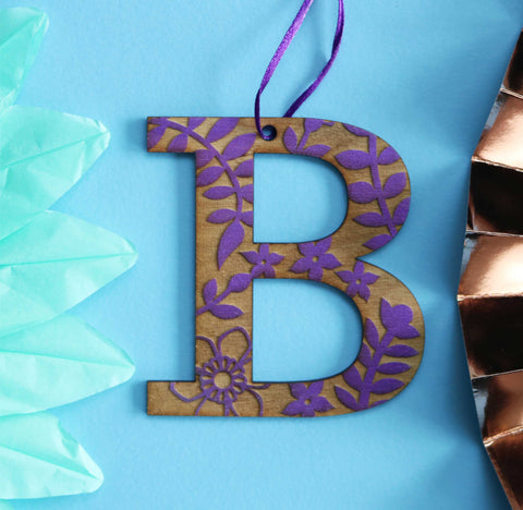 Assorted Letter B Wooden Engraved Hanging Decorations