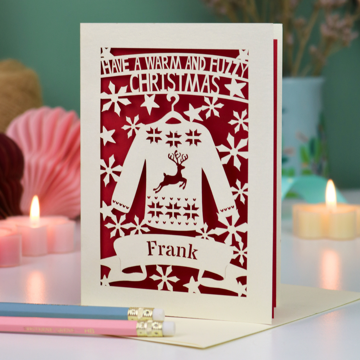 Unique Christmas Card – Personalised Papercut Jumper Design