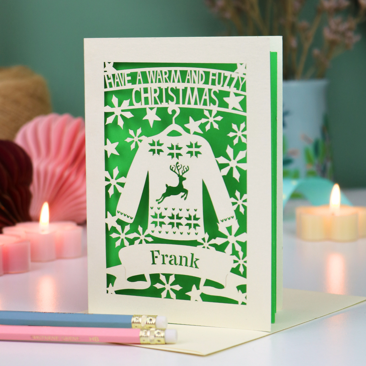 Unique Christmas Card – Personalised Papercut Jumper Design