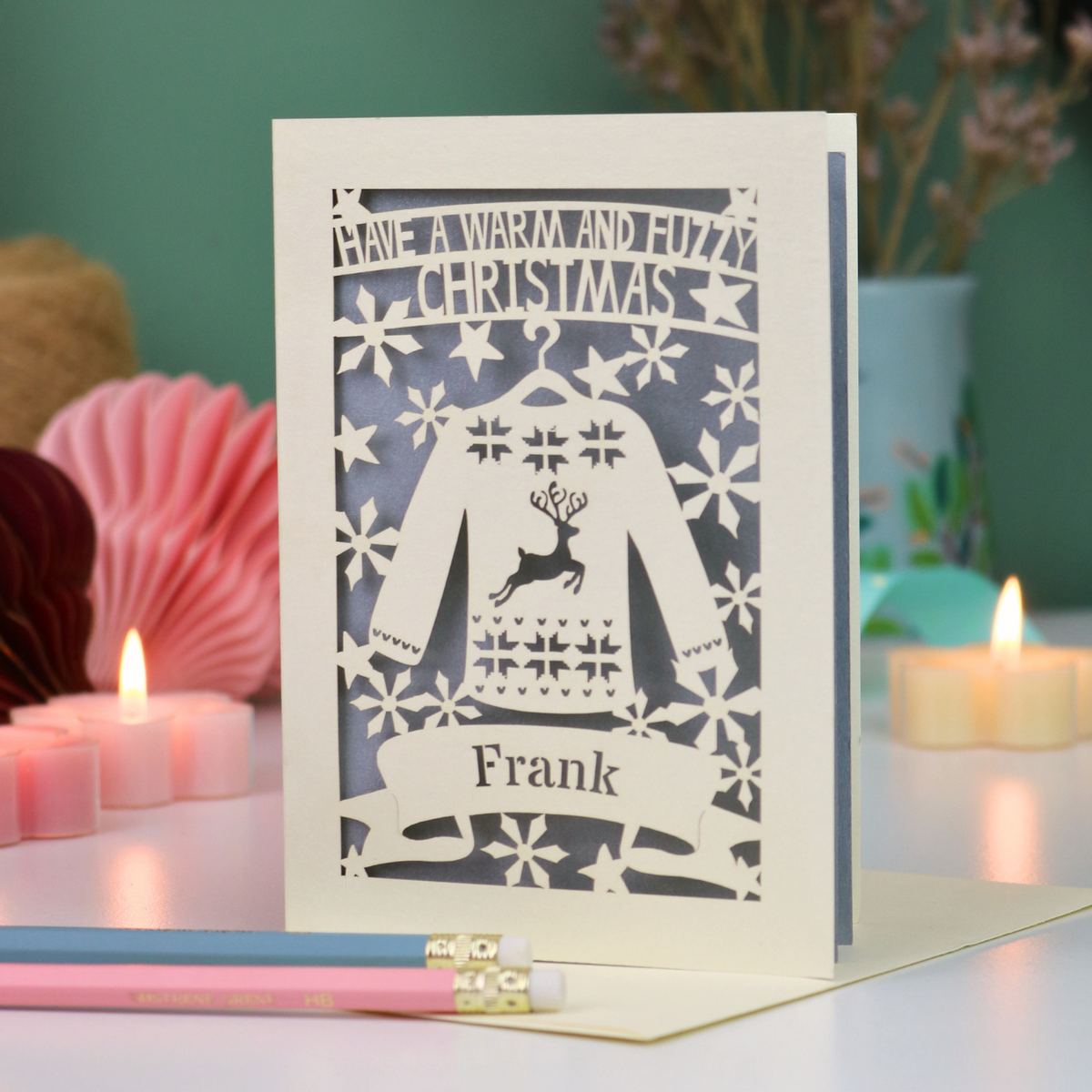 Unique Christmas Card – Personalised Papercut Jumper Design