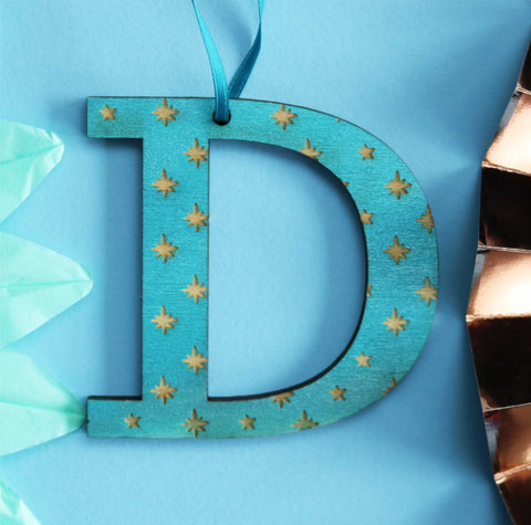 Assorted Letter D Wooden Engraved Hanging Decorations - 