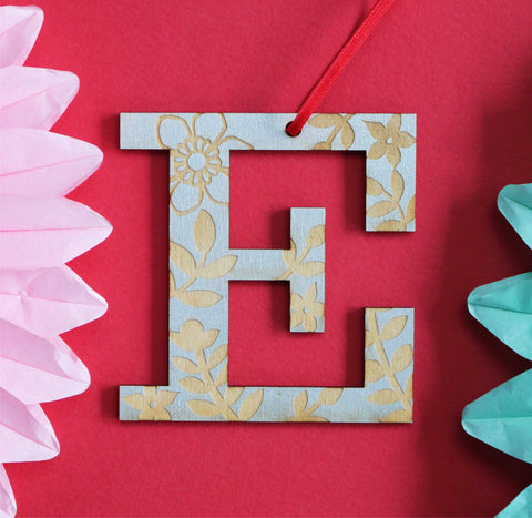 Assorted Letter E Wooden Engraved Hanging Decorations - 