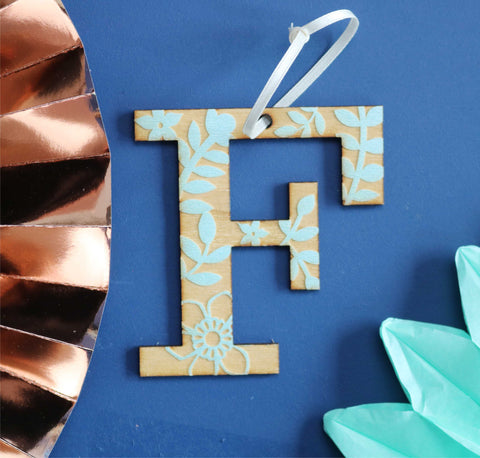 Assorted Letter F Wooden Engraved Hanging Decorations