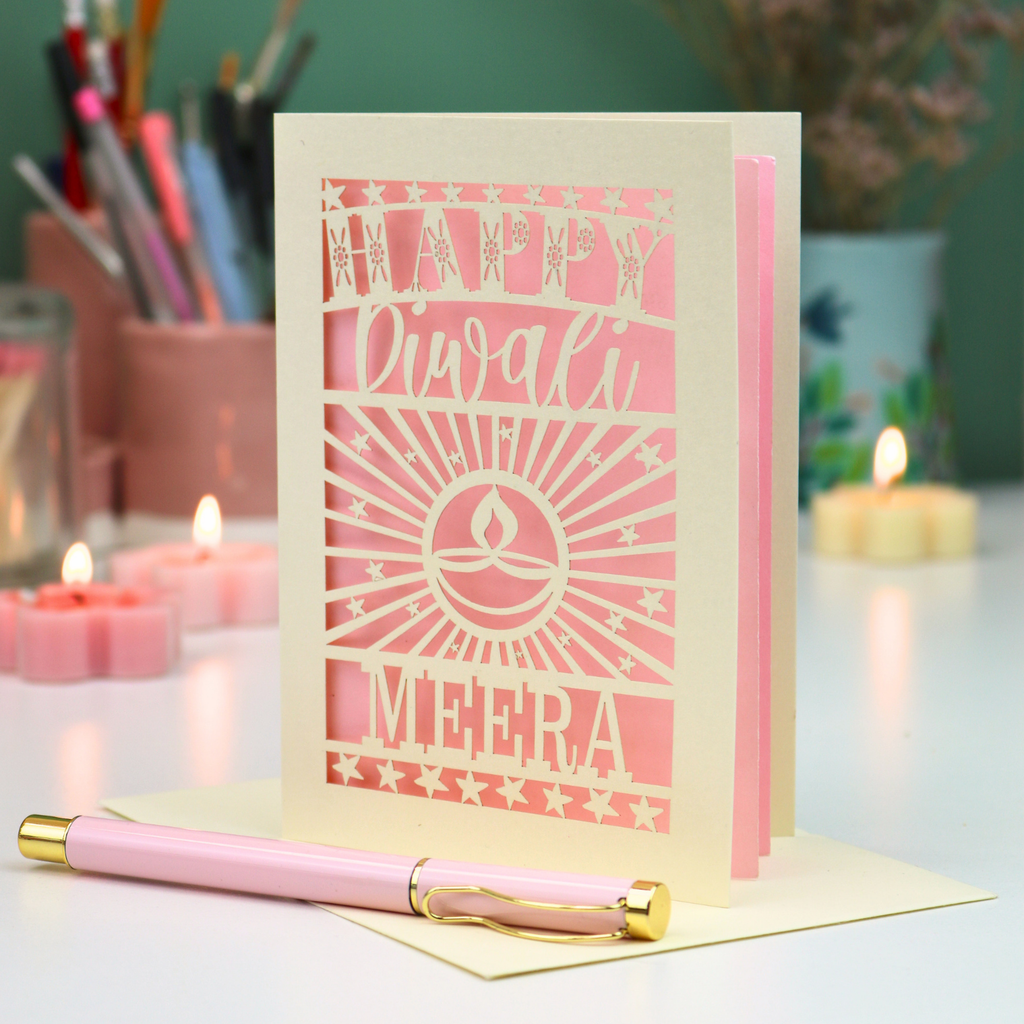 Personalised Papercut Diwali Stars Card