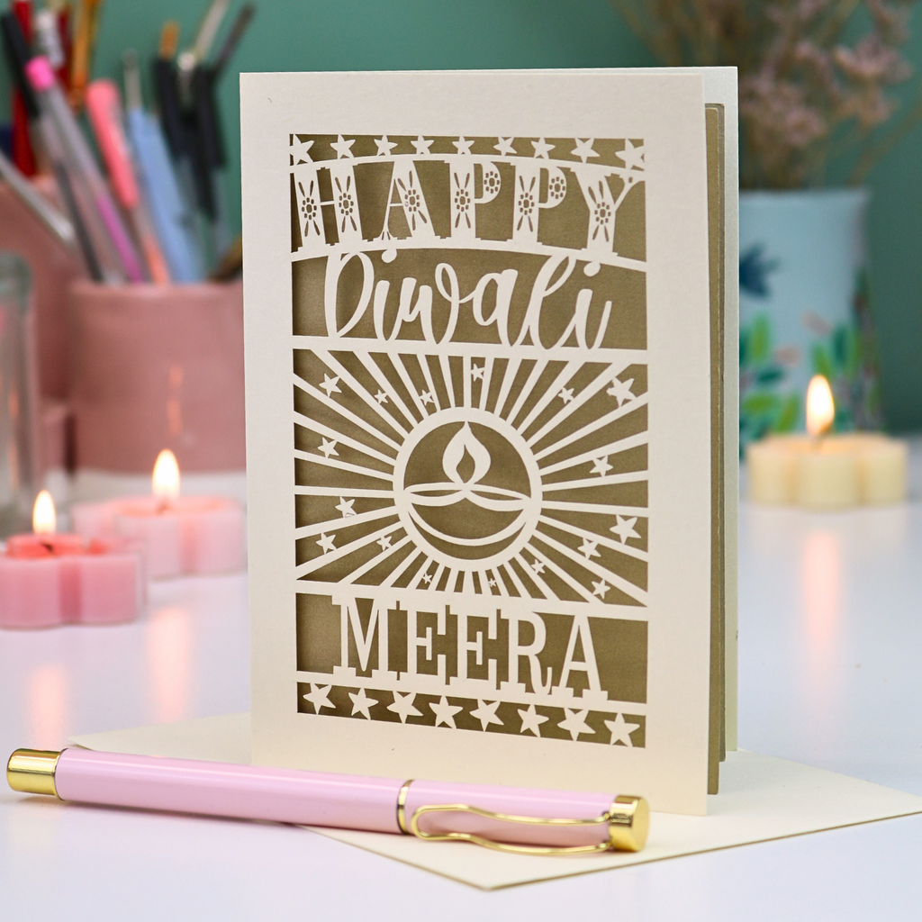 Personalised Papercut Diwali Stars Card