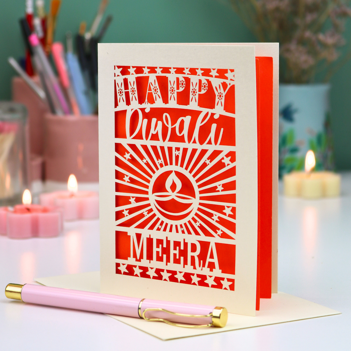 Personalised Papercut Diwali Stars Card
