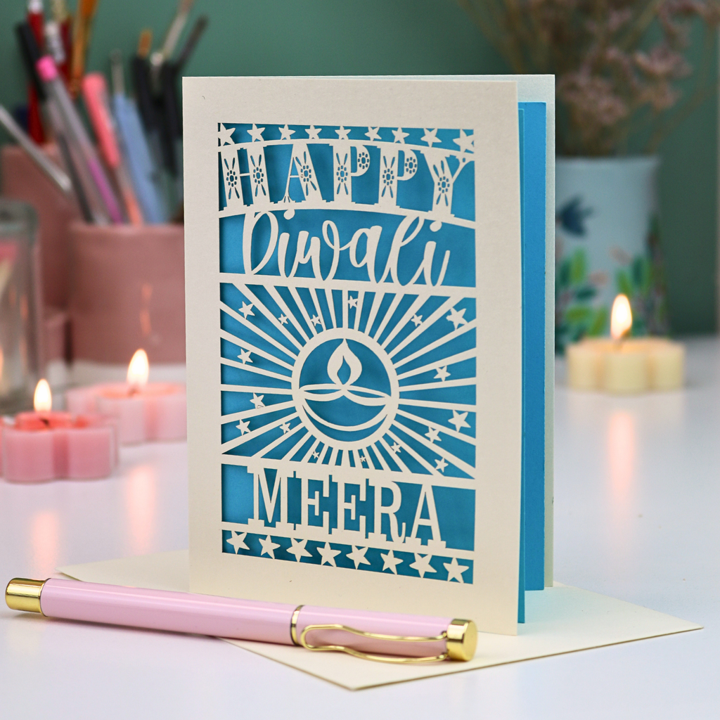 Personalised Papercut Diwali Stars Card
