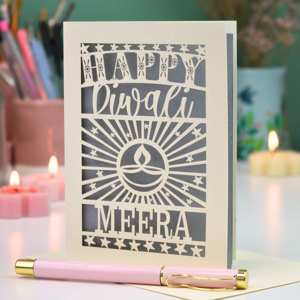 Personalised Papercut Diwali Stars Card