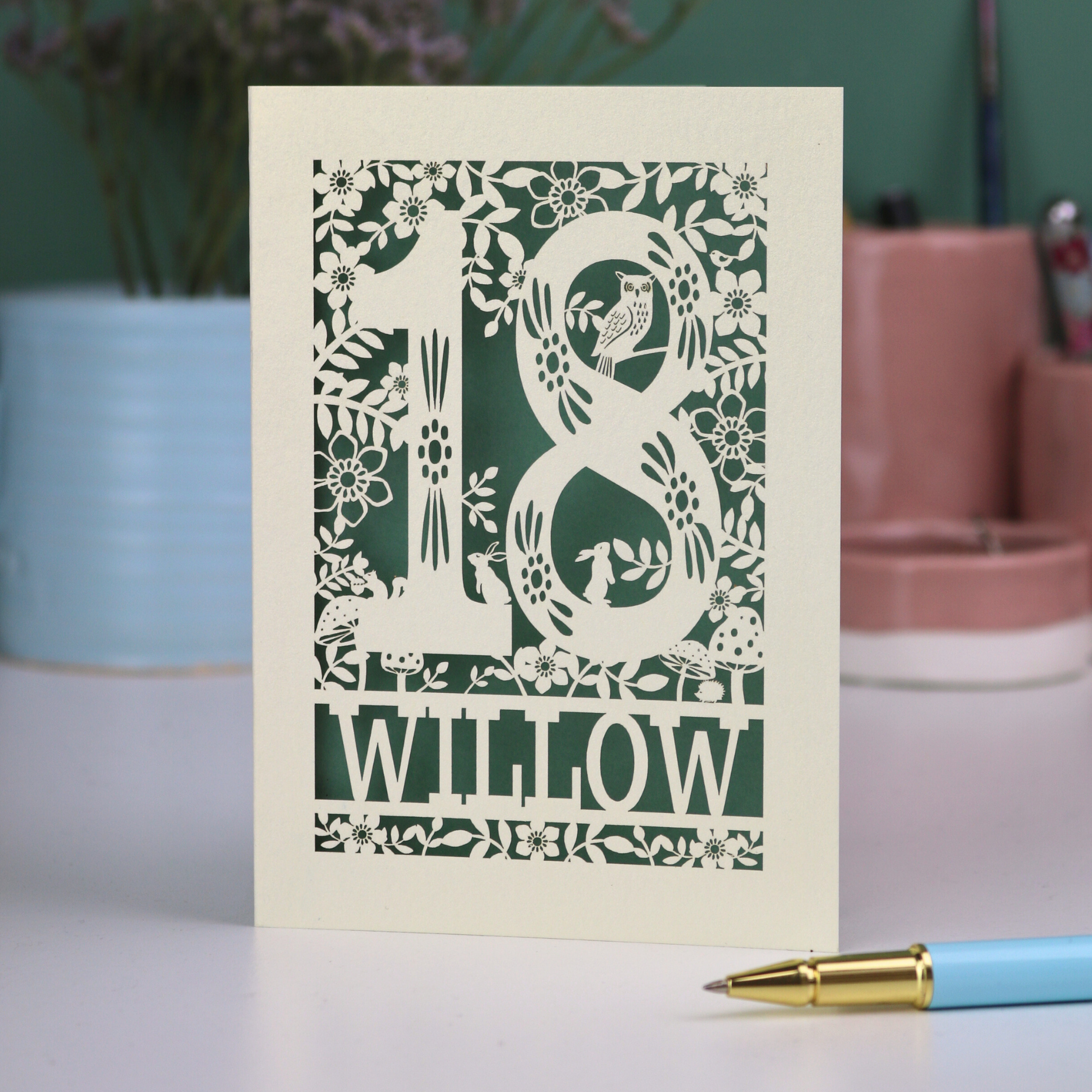 18th Birthday Card – Personalised Laser Cut Woodland Design