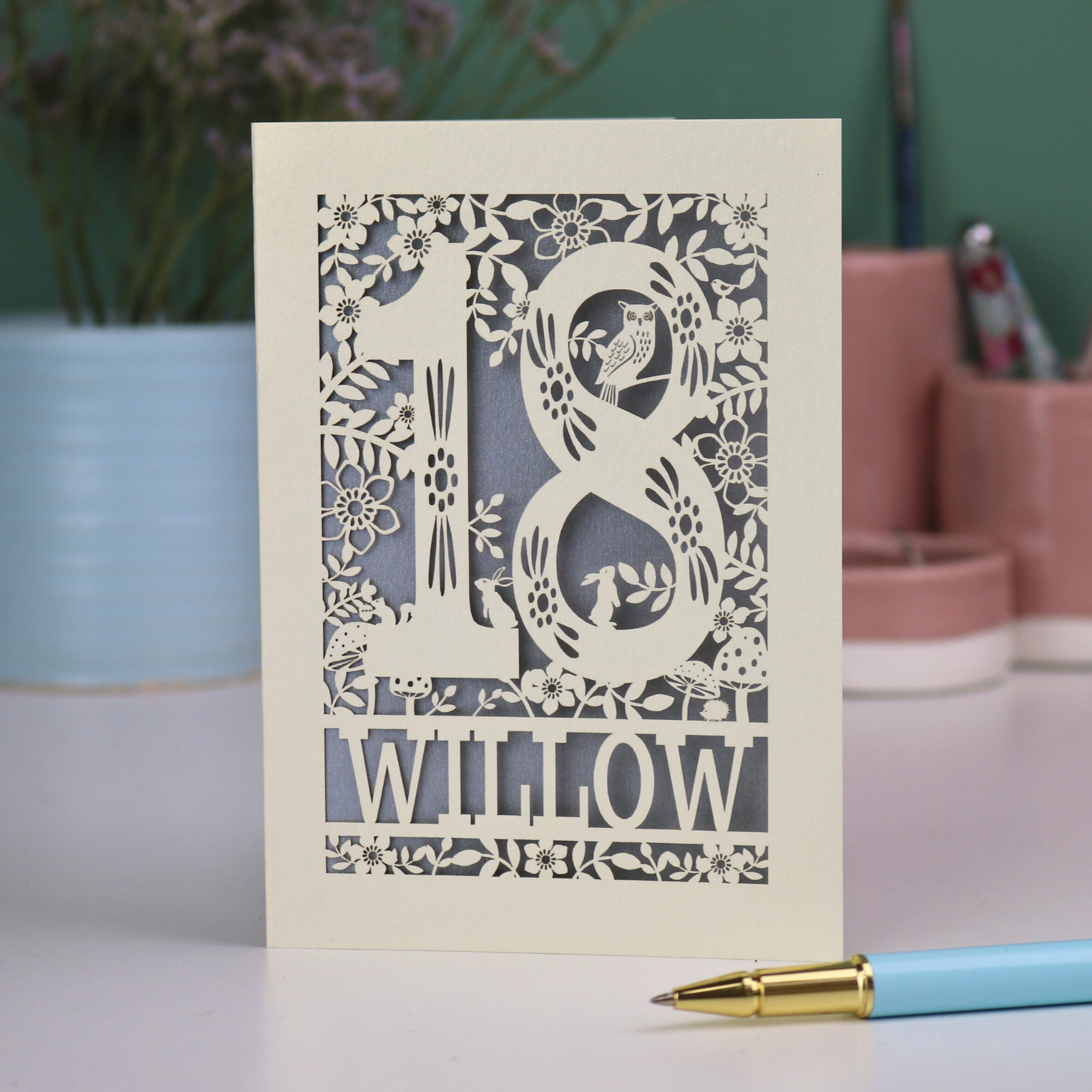 18th Birthday Card – Personalised Laser Cut Woodland Design