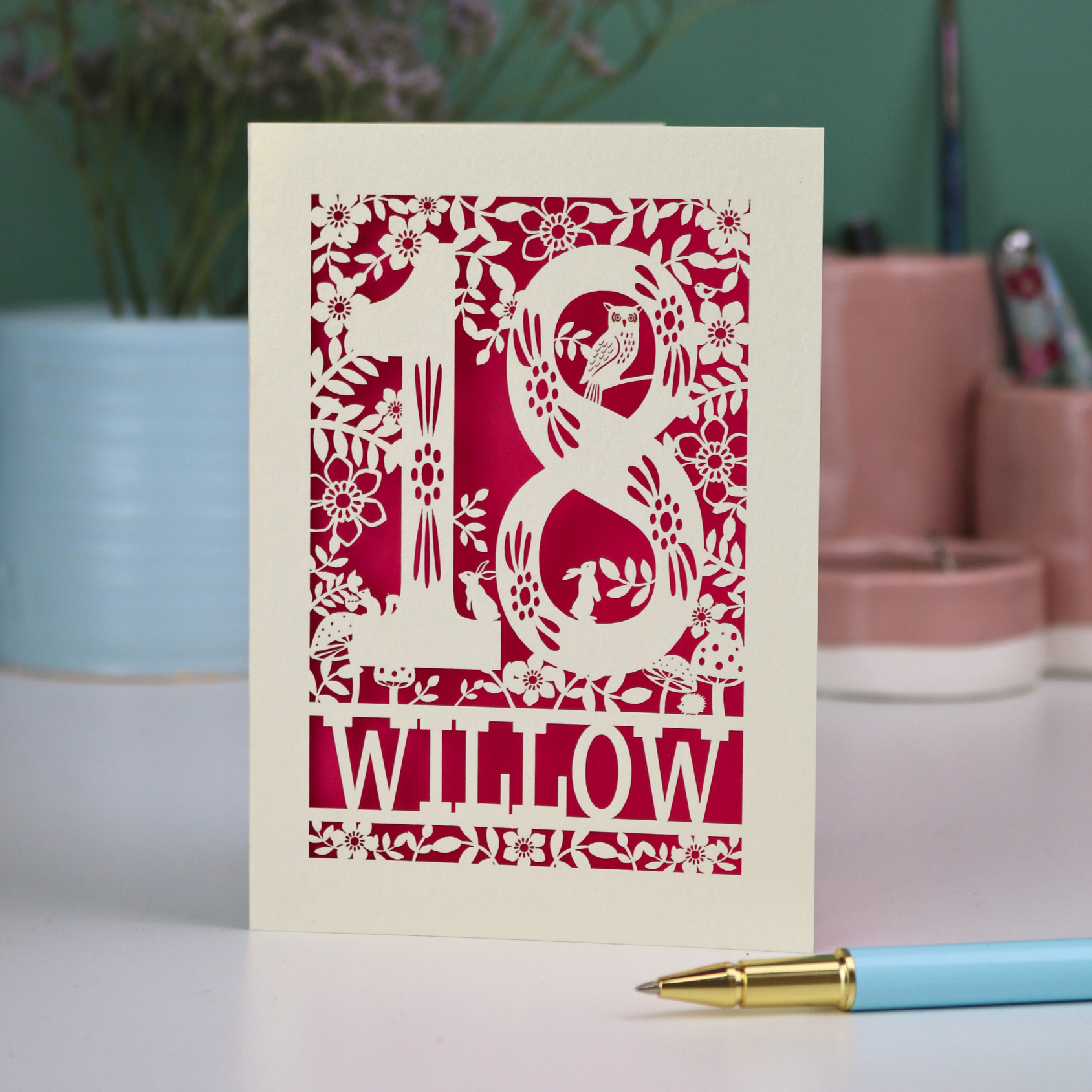18th Birthday Card – Personalised Laser Cut Woodland Design