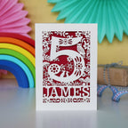 Personalised Papercut Five Woodland Animals Birthday Card