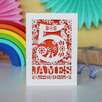 Personalised Papercut Five Woodland Animals Birthday Card