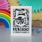 Personalised Papercut Five Woodland Animals Birthday Card