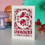 Personalised Papercut Six Woodland Animals Birthday Card