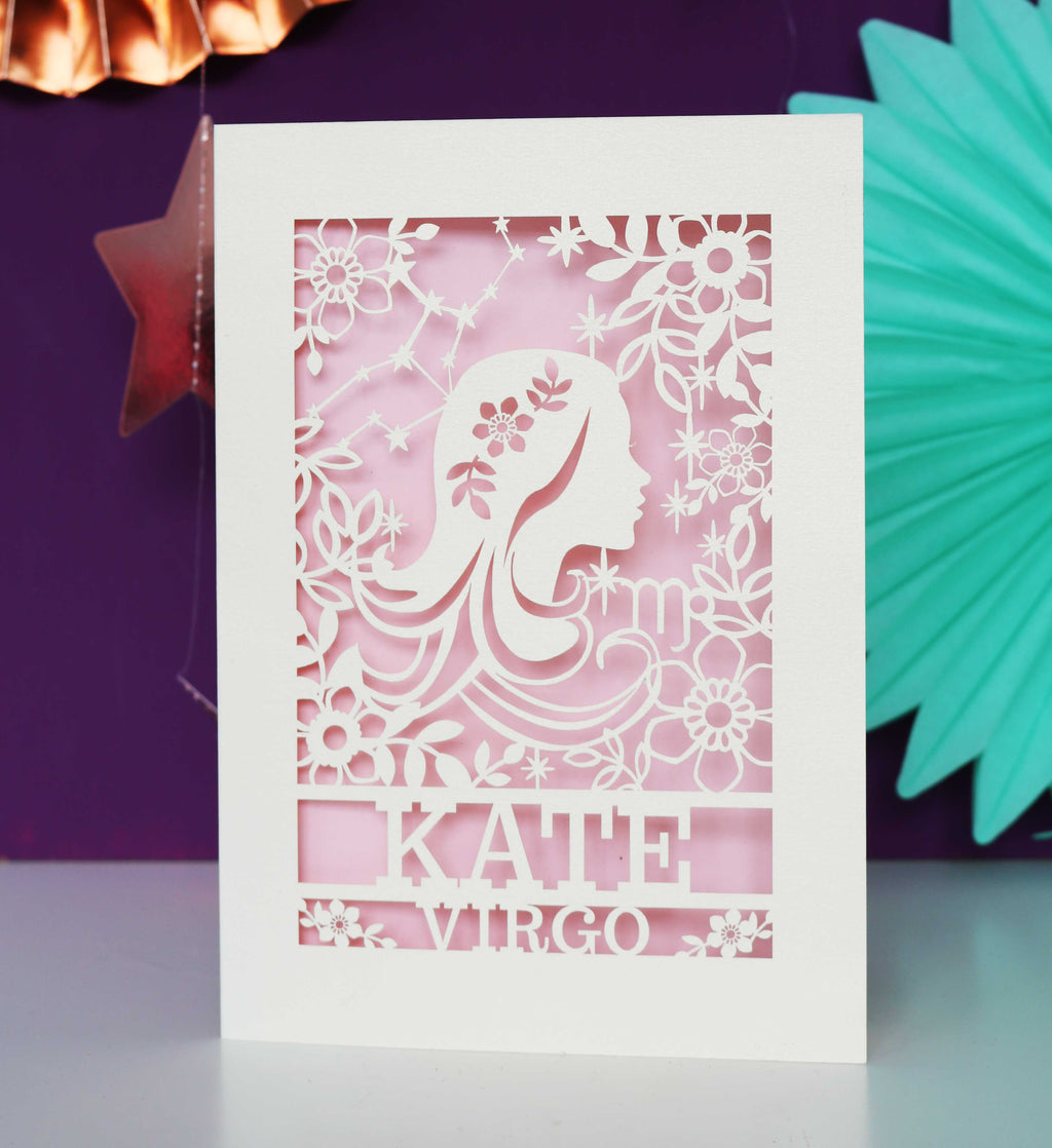 Personalised Virgo Papercut Birthday Card