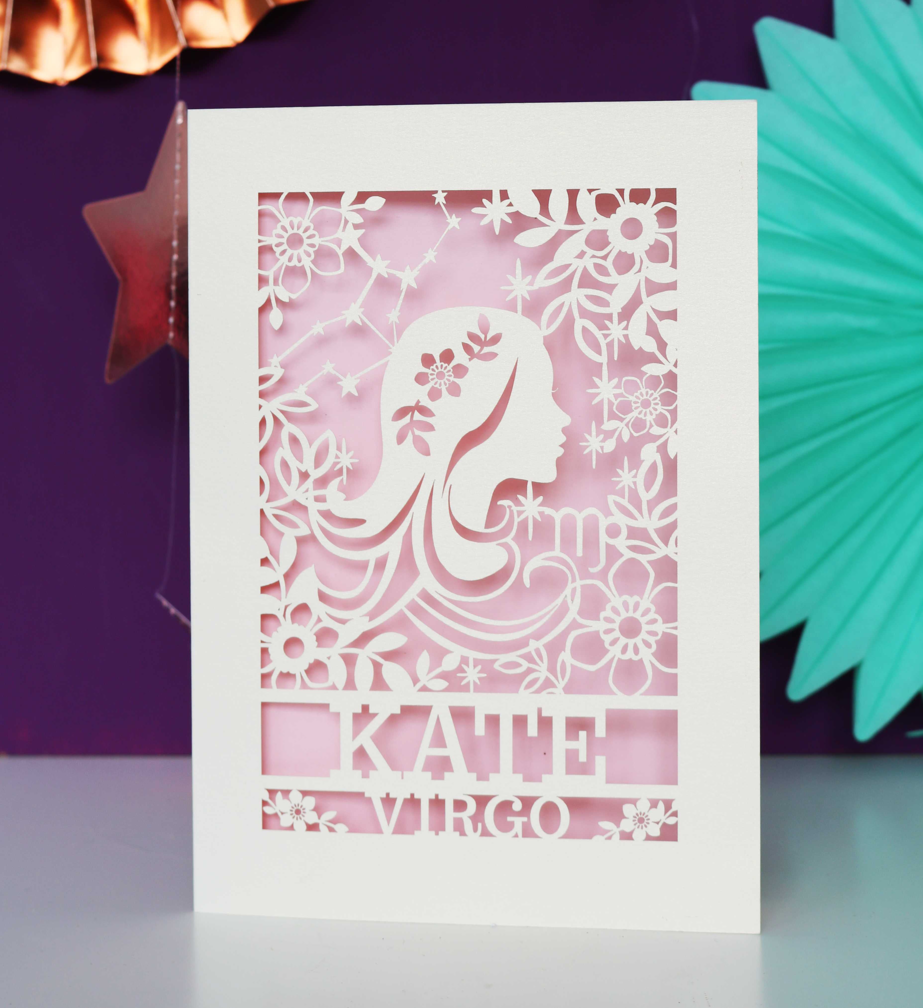 Personalised Virgo Papercut Birthday Card