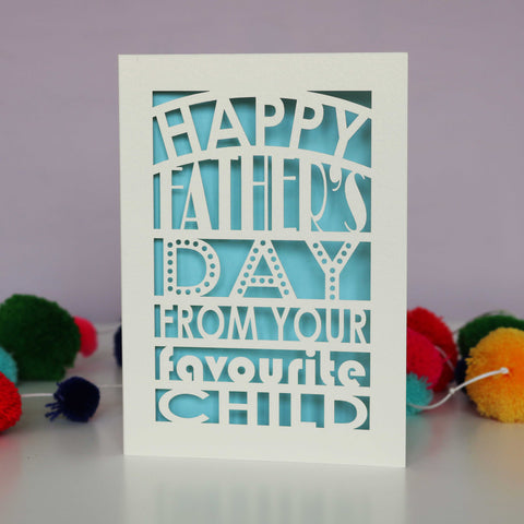 Favourite Child Father's Day Papercut Card - A6 (small) / Light Blue