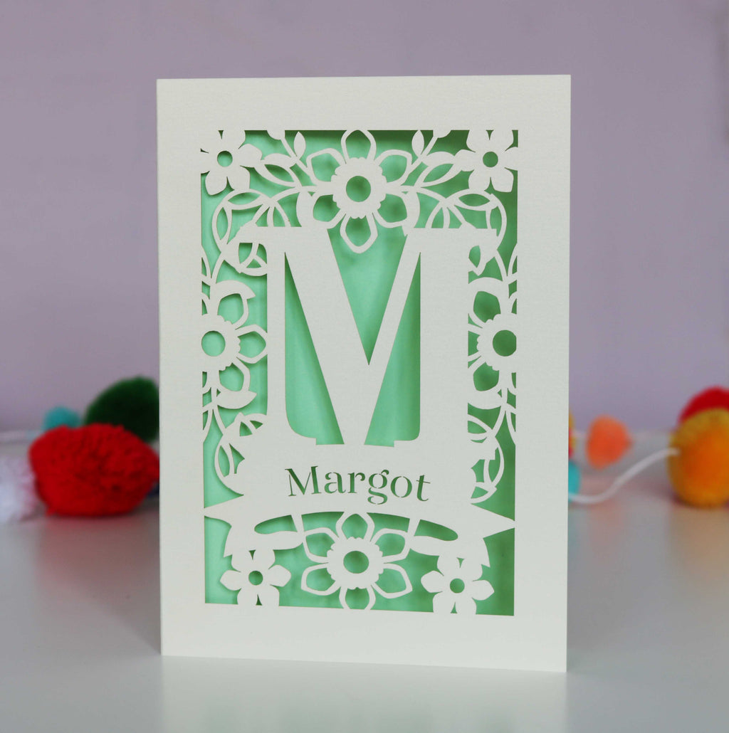 Personalised Papercut Initial Name Card
