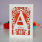 Personalised Papercut Initial Name Card
