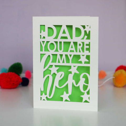 Dad, You Are My Hero Father's Day Papercut Card - A6 (small) / Bright Green