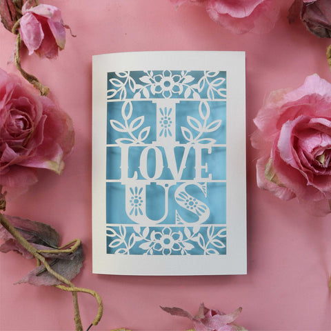 Papercut I Love Us Card - A6 (small) / Light Blue