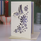 Mothering Sunday card with butterfly and floral design on a blurred background