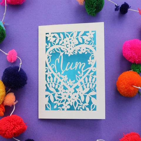 A cream and blue mothering Sunday card - A6 (small) / Peacock Blue