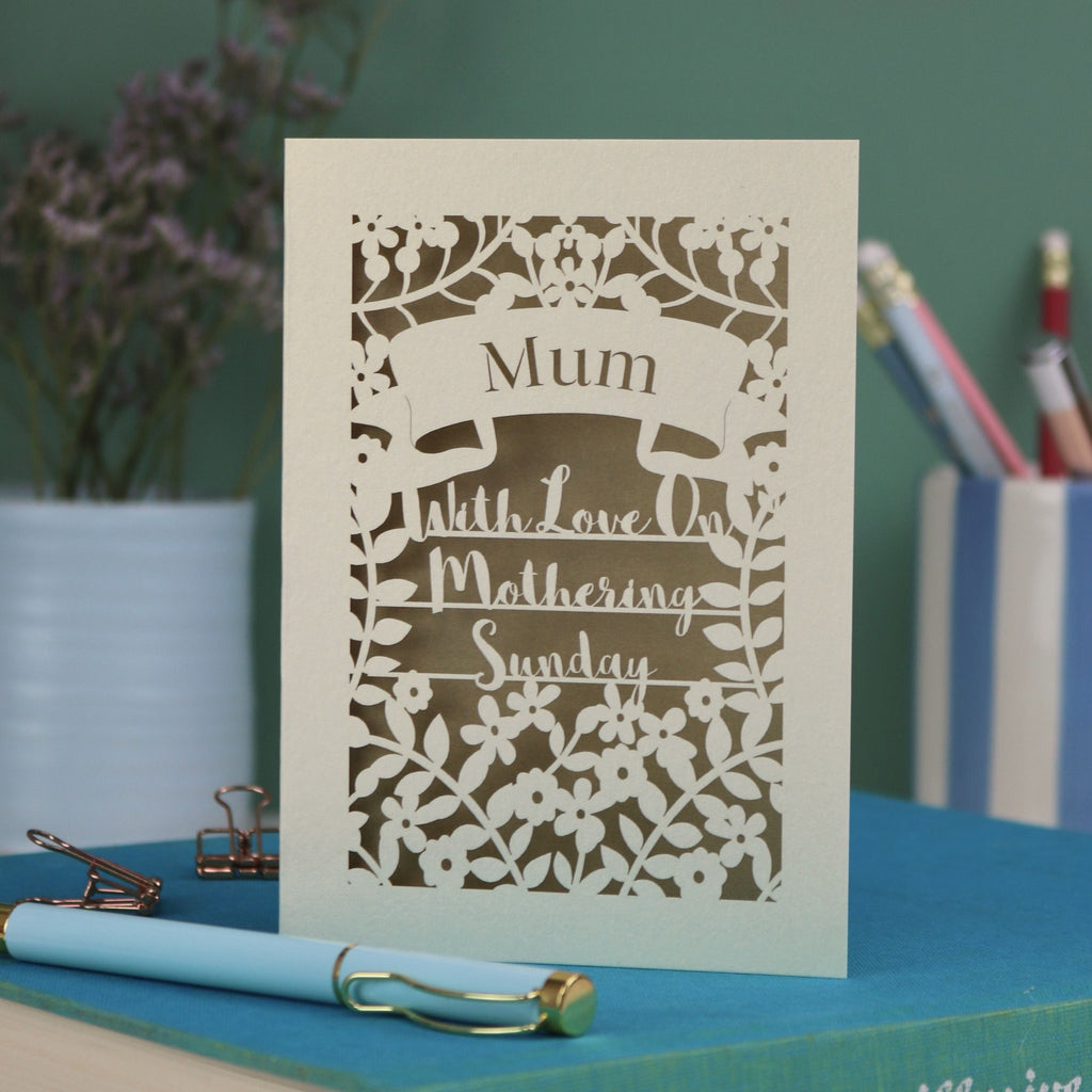 Personalised Papercut Mothering Sunday Card