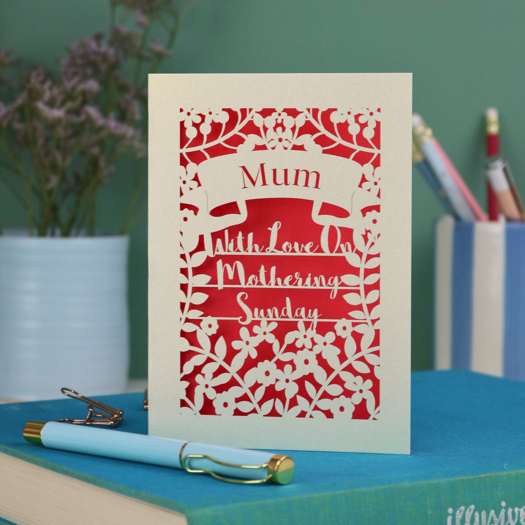 Personalised Papercut Mothering Sunday Card