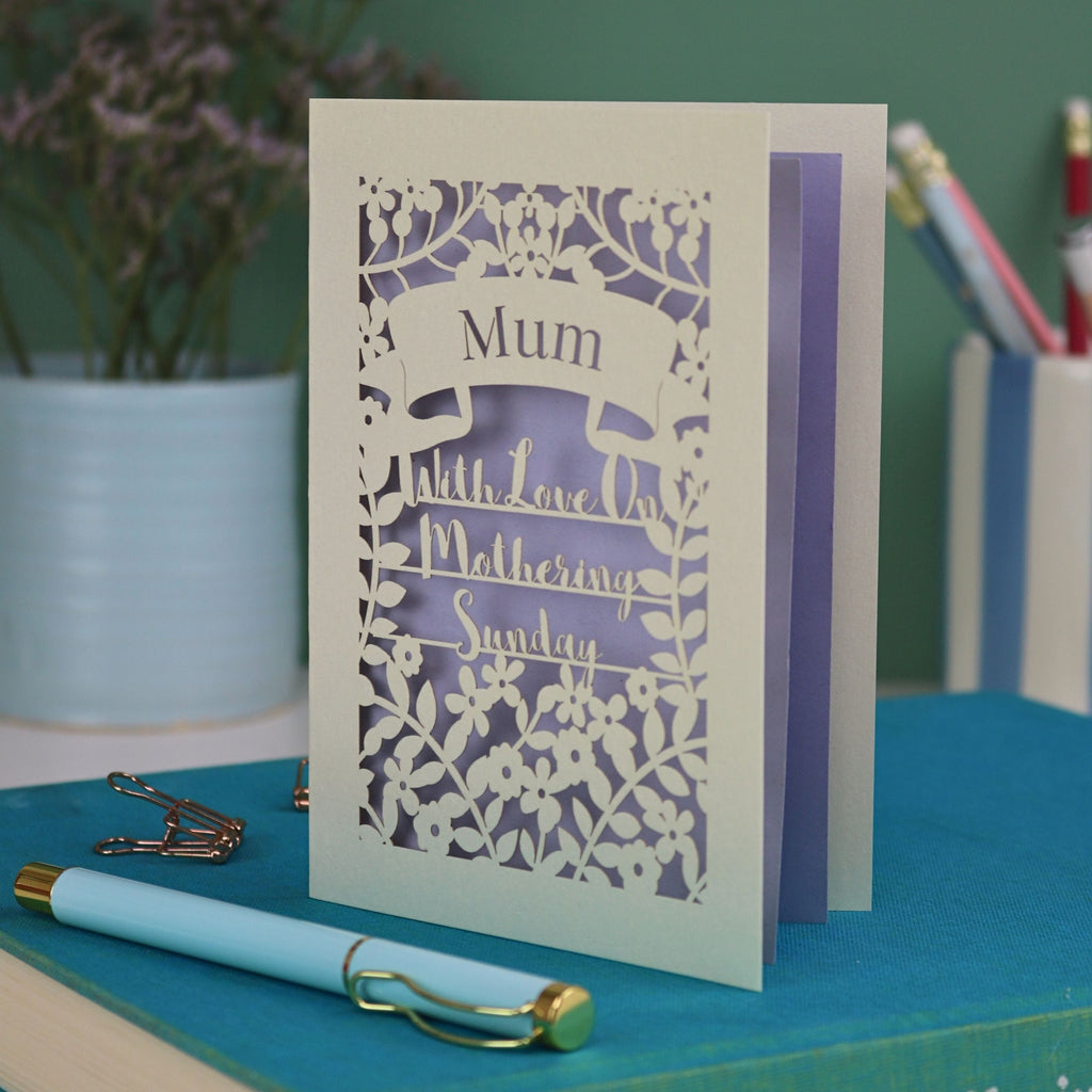 Personalised Papercut Mothering Sunday Card