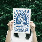 A unique print for a new home, that has a swallow holding a key and the words "There's no place like home"