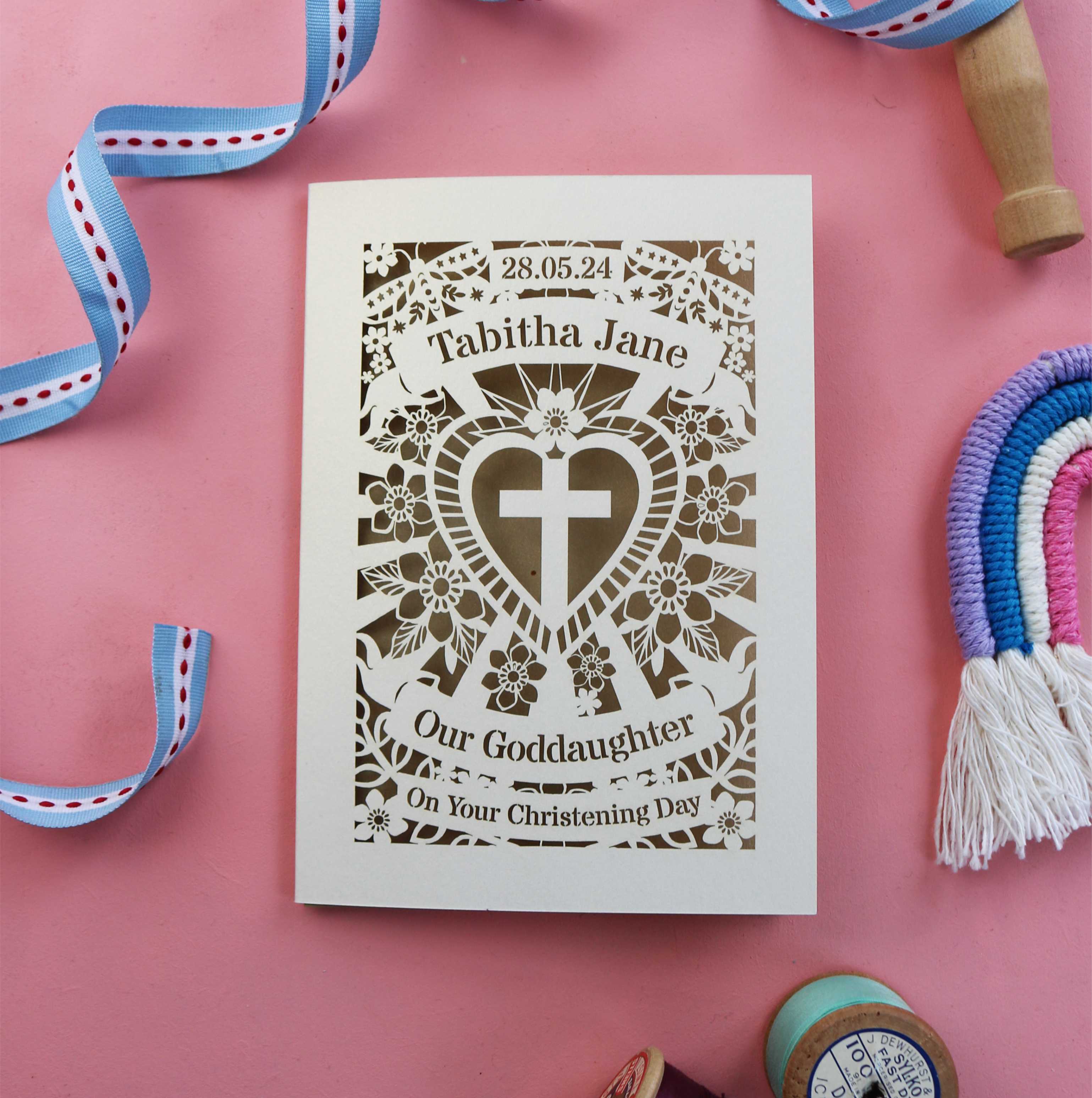 A unique cut out card for your God Daughter