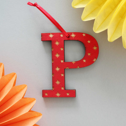 Assorted Letter P Wooden Engraved Hanging Decorations - 