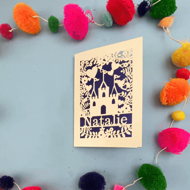 Castle Laser Cut Personalised Birthday Card - No Age