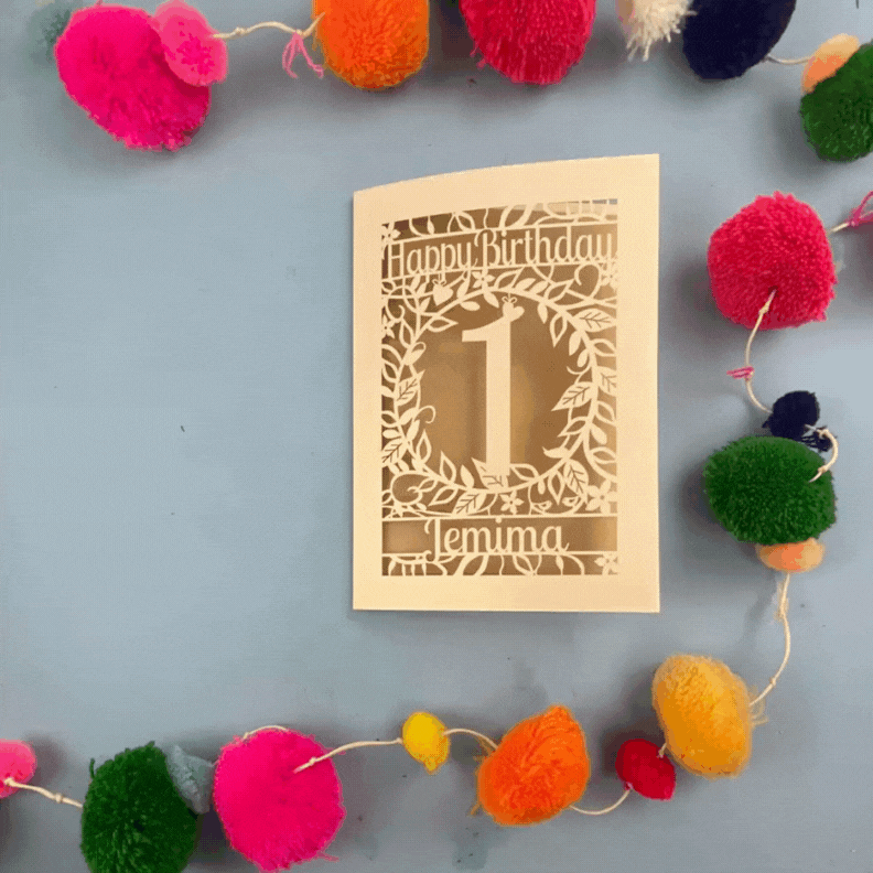 Papercut 1st Birthday Card - Flower Design